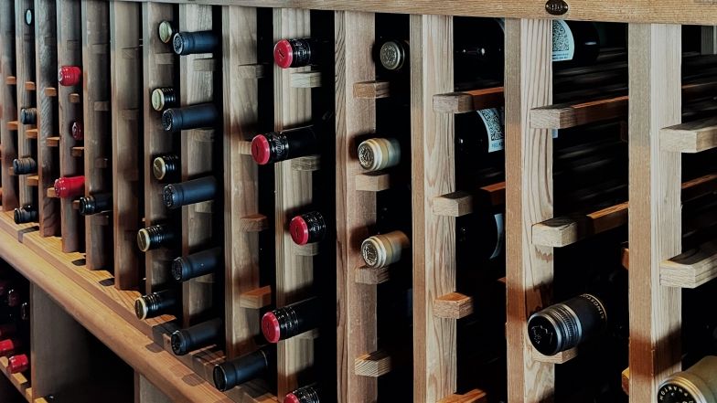 wine cellar interior with wine bottles