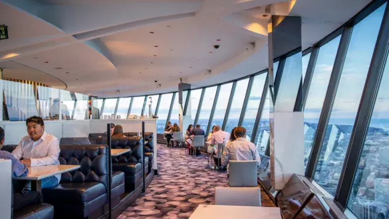 view of 360 restaurant dining room with diners
