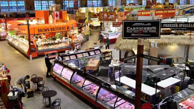 Areal view of market booths