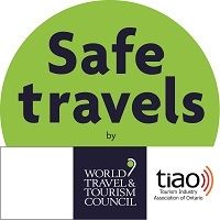 Safe Travels stamp issued by the World Travel and Tourism Council and the Tourism Industry of Ontario